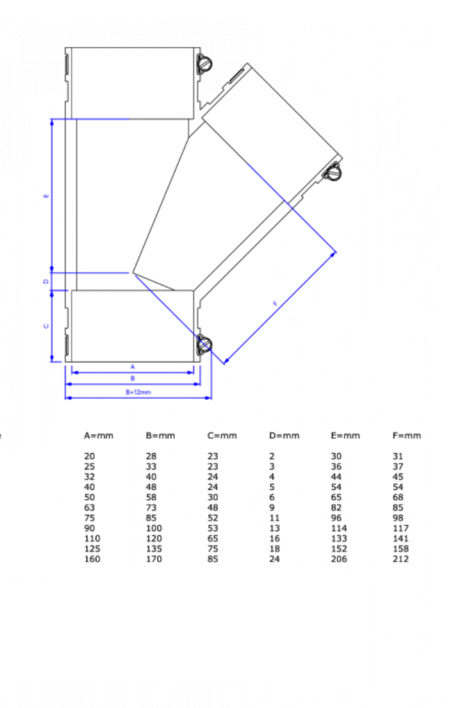FLEXIBLE T-STÜCKE 45° INKL. SPANNRING